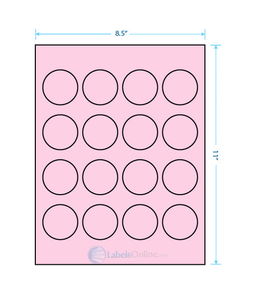 1.75" Circle - 16 up - Pastel Pink