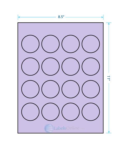 1.75" Circle - 16 up - Pastel Purple