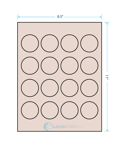 1.75" Circle - 16 up - Pastel Tan