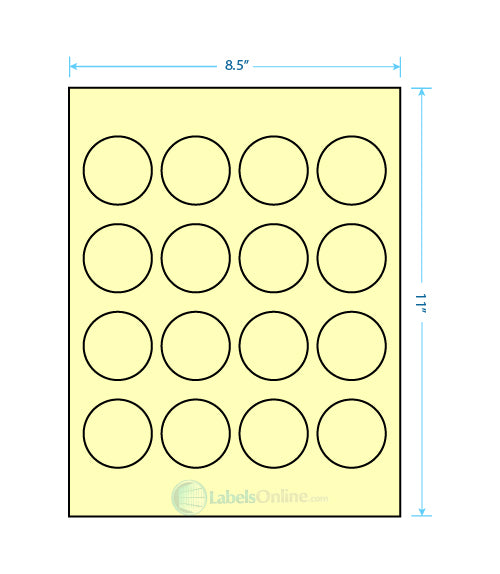 1.75" Circle - 16 up - Pastel Yellow