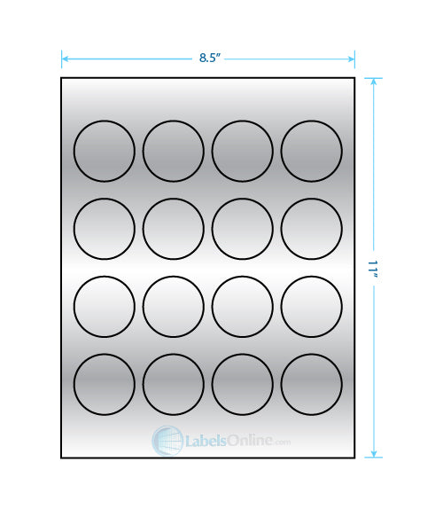 1.75" Circle - 16 up - Silver Foil