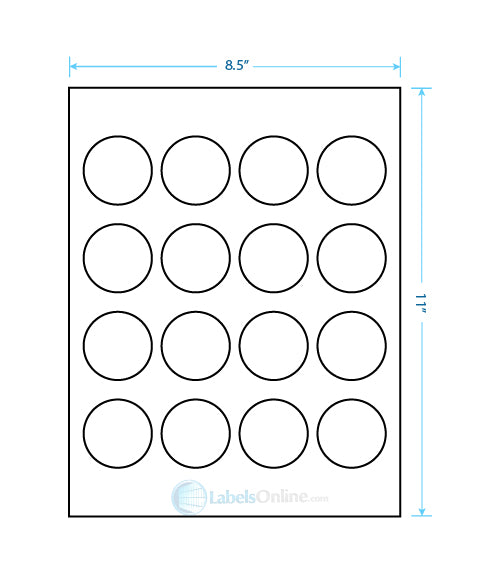 1.75" Circle - 16 up - Standard White Matte