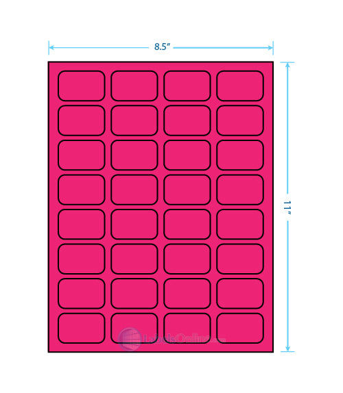 1.75" x 1.125" - 32 up - Fluorescent Pink (Laser)
