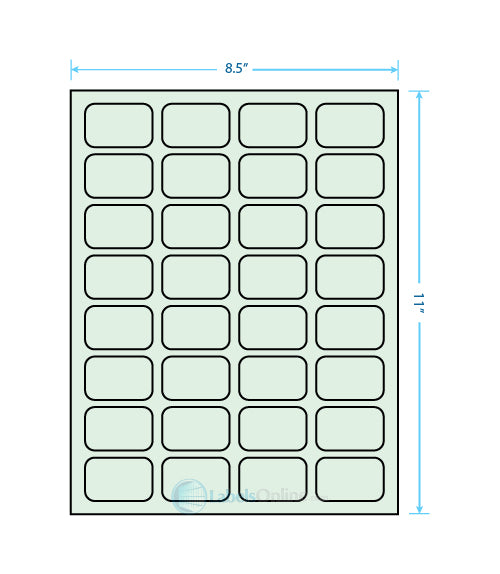 1.75" x 1.125" - 32 up - Pastel Green (Laser)