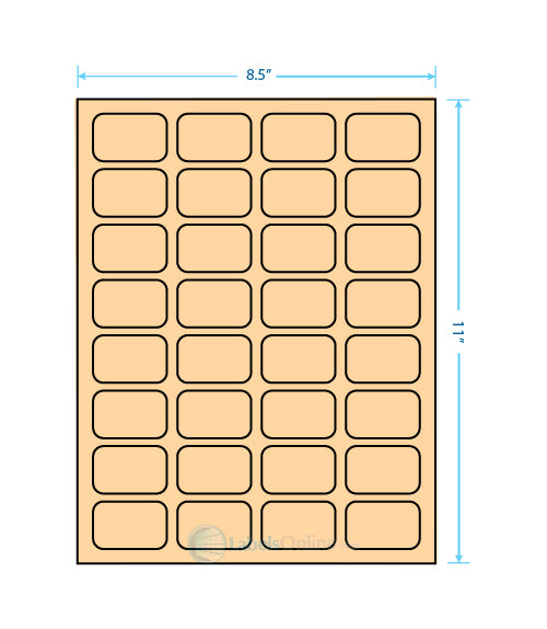 1.75" x 1.125" - 32 up - Pastel Orange (Laser)