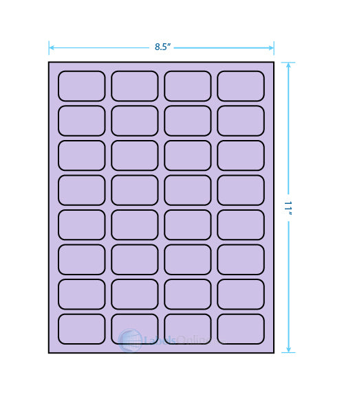 1.75" x 1.125" - 32 up - Pastel Purple (Laser)