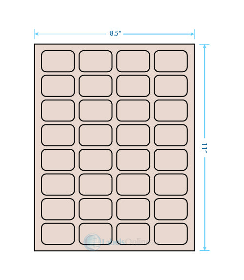 1.75" x 1.125" - 32 up - Pastel Tan (Laser)