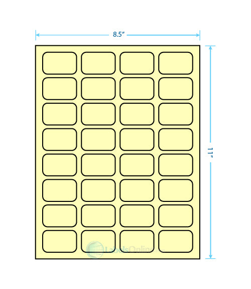 1.75" x 1.125" - 32 up - Pastel Yellow (Laser)