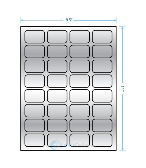 1.75" x 1.125" - 32 up - Silver Foil (Laser)