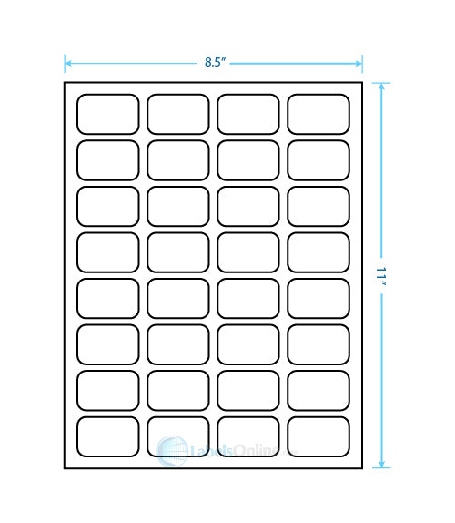 1.75" x 1.125" - 32 up - White Polyester (Laser)
