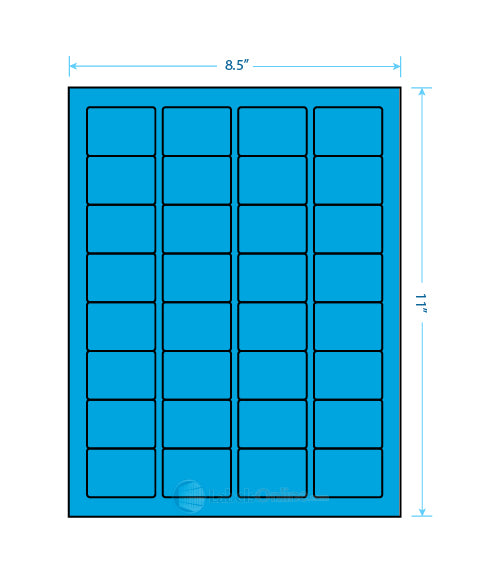 1.75" x 1.25" - 32 up - Fluorescent Blue