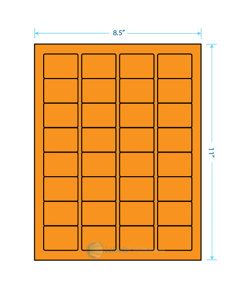 1.75" x 1.25" - 32 up - Fluorescent Orange