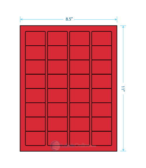 1.75" x 1.25" - 32 up - Fluorescent Red