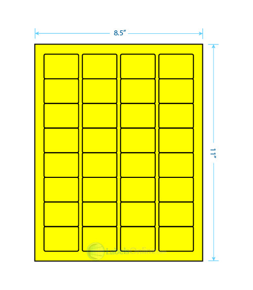 1.75" x 1.25" - 32 up - Fluorescent Yellow