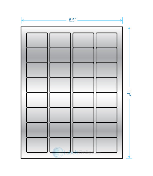 1.75" x 1.25" - 32 up - Silver Foil