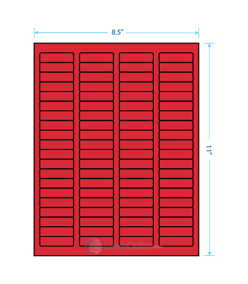 1.75" x .5" Barcode Labels - 80 up - Fluorescent Red