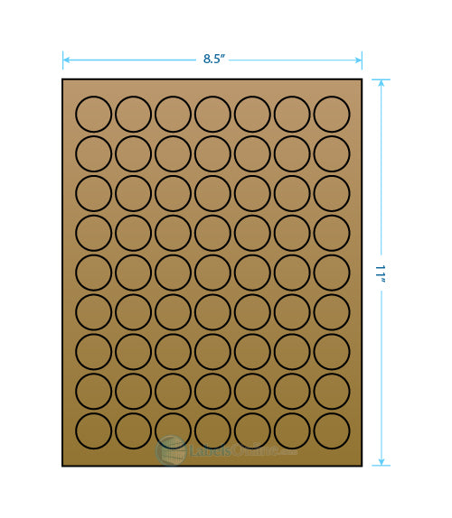 1" Circle - 63 up - Brown Kraft