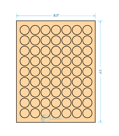 1" Circle - 63 up - Pastel Orange