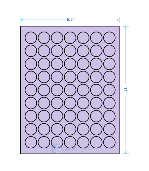 1" Circle - 63 up - Pastel Purple