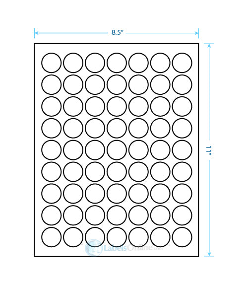 1" Circle - 63 up - Standard White Matte