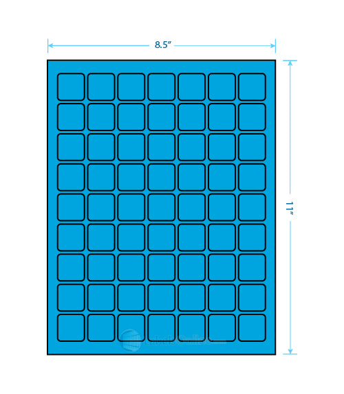 1" x 1" - 63 up - Fluorescent Blue