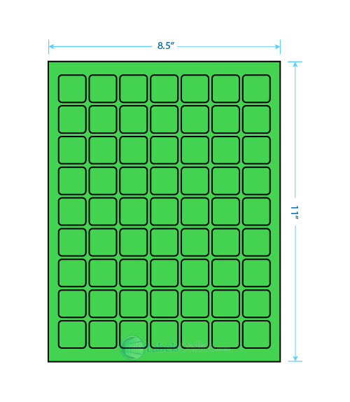 1" x 1" - 63 up - Fluorescent Green
