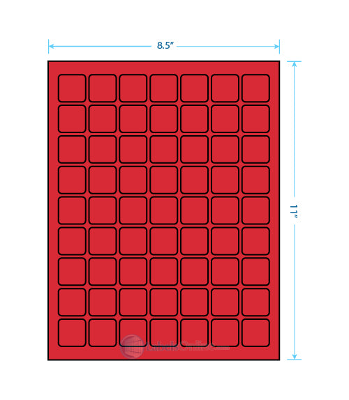 1" x 1" - 63 up - Fluorescent Red