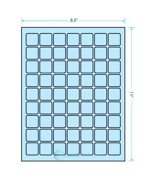1" x 1" - 63 up - Pastel Blue