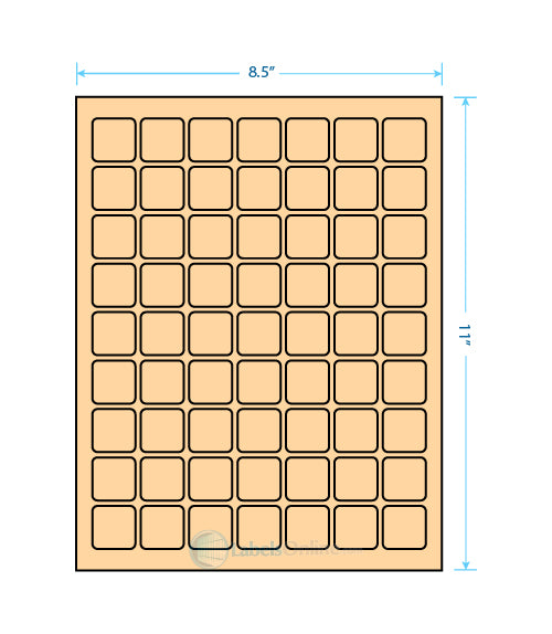 1" x 1" - 63 up - Pastel Orange