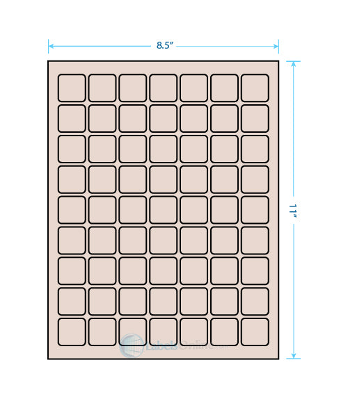 1" x 1" - 63 up - Pastel Tan