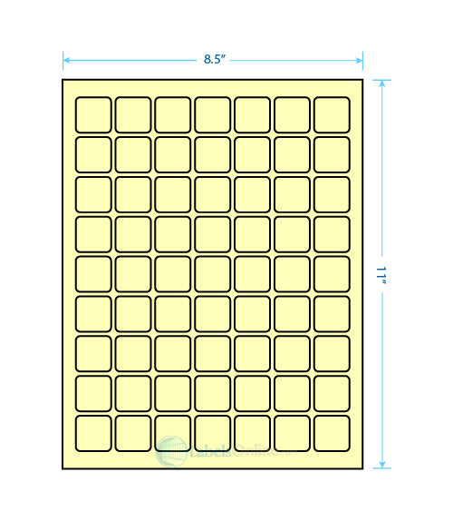 1" x 1" - 63 up - Pastel Yellow