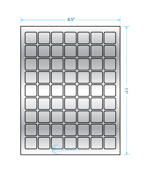 1" x 1" - 63 up - Silver Foil