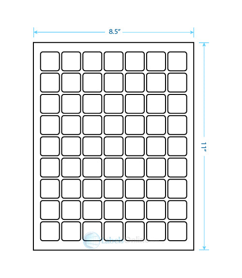 1" x 1" - 63 up - White Polyester