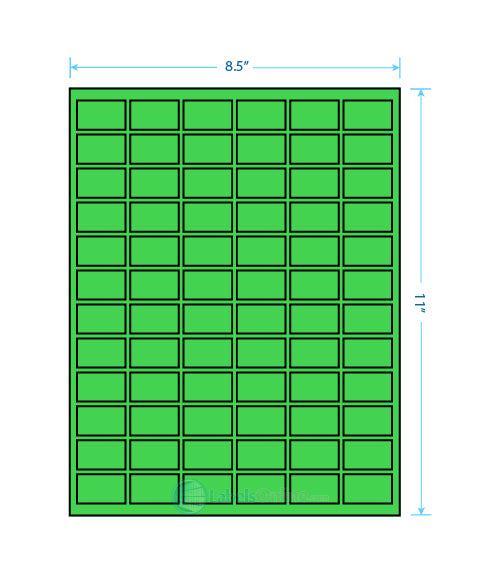 1" x 1" Barcode Labels - 80 up - Fluorescent Green