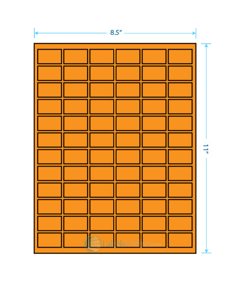 1" x 1" Barcode Labels - 80 up - Fluorescent Orange