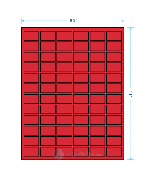 1" x 1" Barcode Labels - 80 up - Fluorescent Red