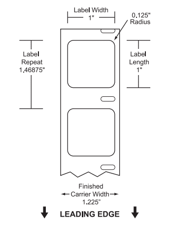 1" x 1" Premium Direct Thermal Paper Label; No Perf; 1" Core; " OD; 20 Rolls/carton (750 Labels/roll)