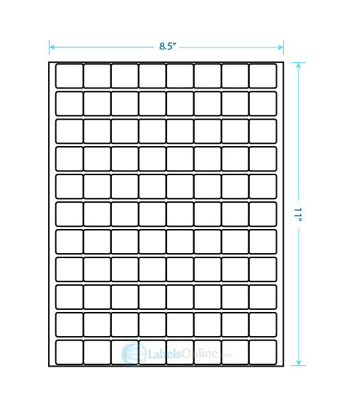 1" x .875" - 88 up - Perfed - Standard White Matte