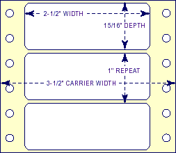 2-1/2" x 15/16" - Pinfed Blank EDP Label; 1 Label Across; 5,000 Labels/carton - Fanfolded