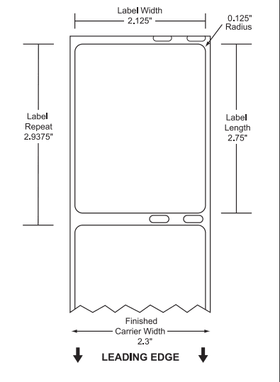 2.125" x 2.75" Premium Direct Thermal Paper Label; No Perf; 1" Core; " OD; 10 Rolls/carton (320 Labels/roll)