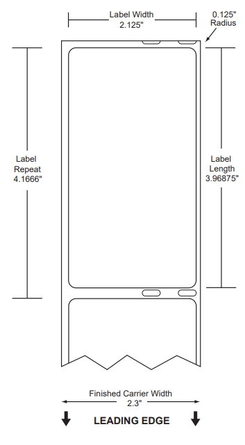 2.125" x 3.96875" Premium Direct Thermal Paper Label; No Perf; 1" Core; " OD; 10 Rolls/carton (220 Labels/roll)