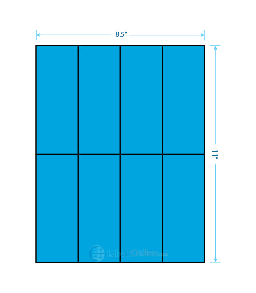 2.125" x 5.5" - 8 up - Fluorescent Blue