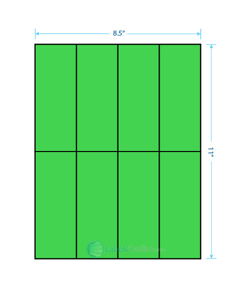 2.125" x 5.5" - 8 up - Fluorescent Green
