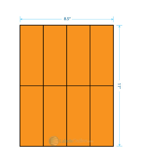 2.125" x 5.5" - 8 up - Fluorescent Orange