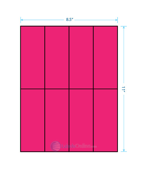 2.125" x 5.5" - 8 up - Fluorescent Pink