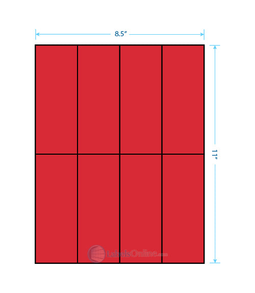 2.125" x 5.5" - 8 up - Fluorescent Red