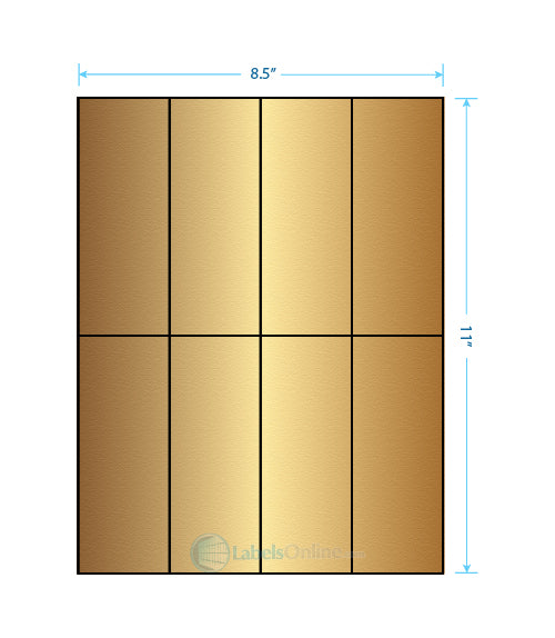 2.125" x 5.5" - 8 up - Gold Foil