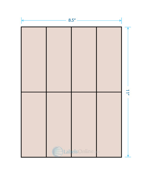 2.125" x 5.5" - 8 up - Pastel Tan