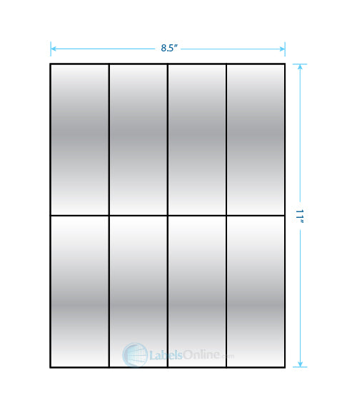 2.125" x 5.5" - 8 up - Silver Foil