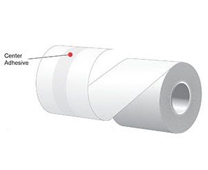 2.25" x 160' MAXStick Liner-free Repositionable Direct Thermal Roll; 2 Go; Center Adhesive; 55 gsm; 15# Base - White